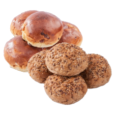 Lodewijker reuze rozijnenbollen of volkoren meergranen bollen